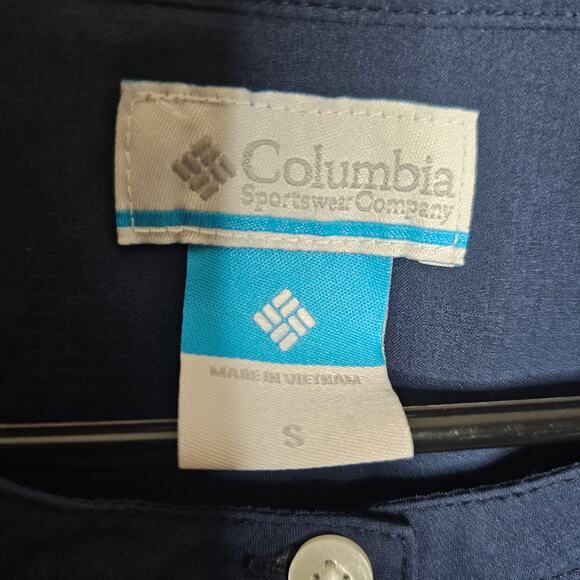 Columbira PFG crystal springs navy blue sleeveless button up vented dress size S - Picture 2 of 7